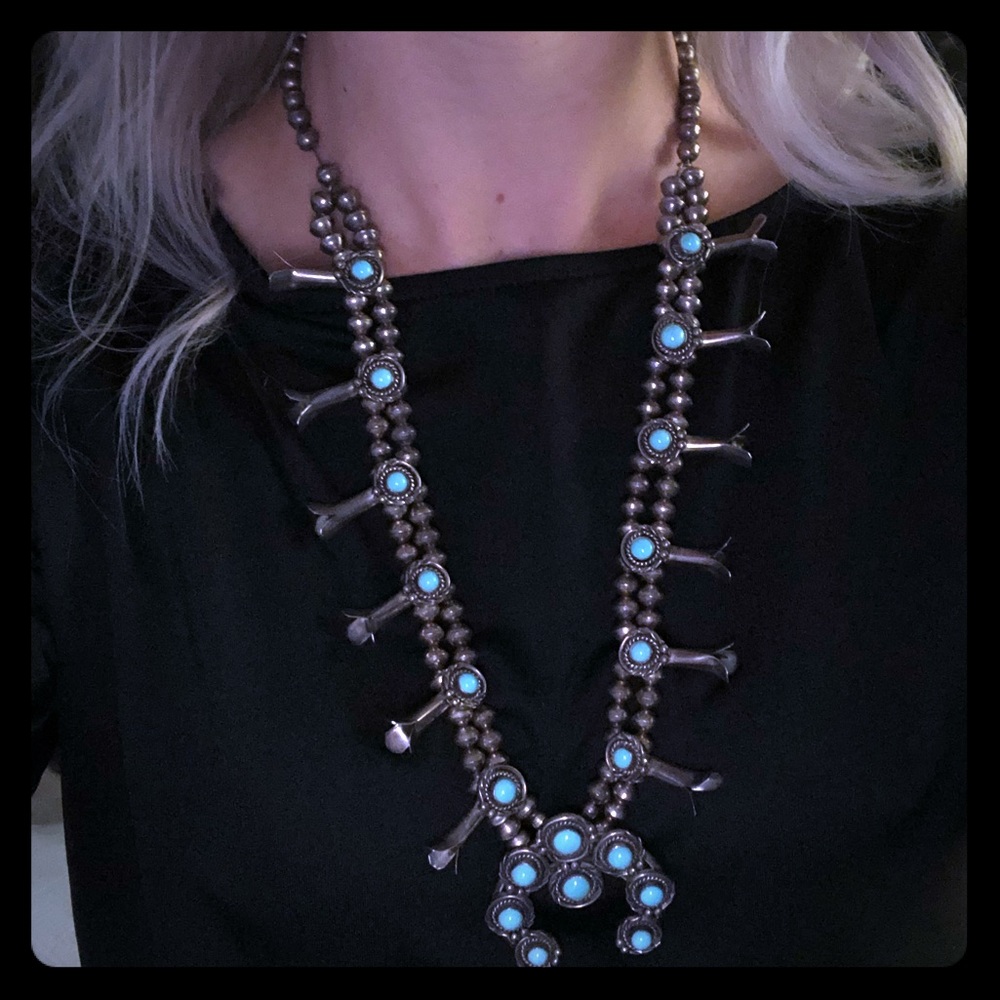 Sterling squash blossom necklace